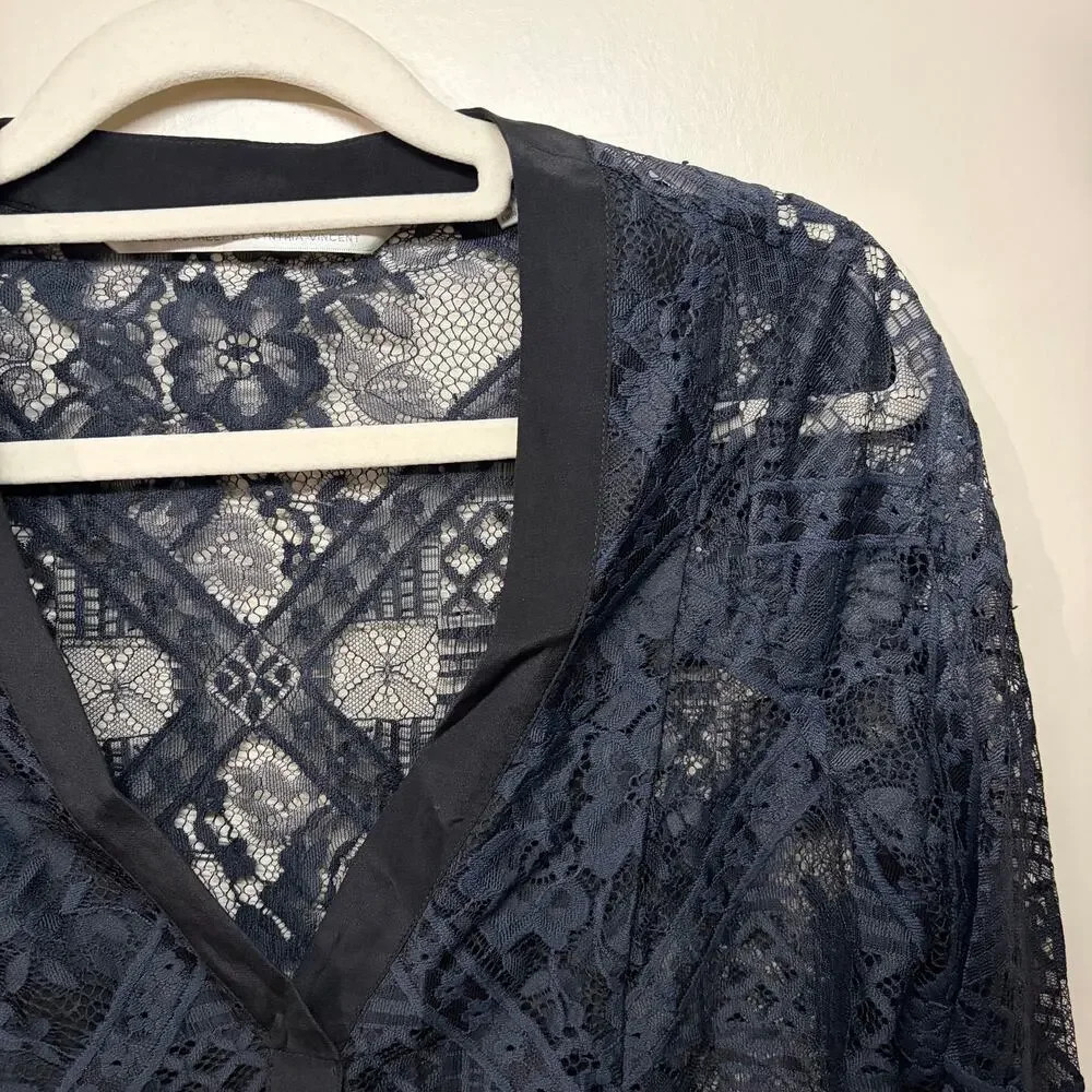 Twelfth Street Cynthia Vincent Womens Lace Long Sleeve Dark Romantic Vamp XS/S*